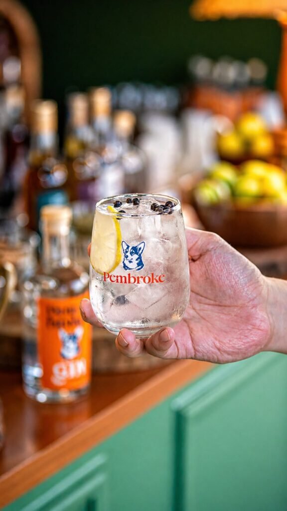 Gin tônica Pembroke no balcão